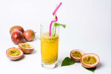 Passion fruit juice in a glass