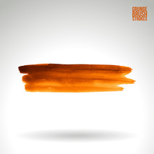 Orange Brush Stroke And Texture. Grunge Vector Abstract Hand - Painted Element. Underline And Border Design.