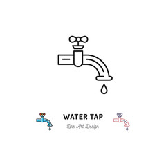 Wall Mural - Water tap icon, Plumbing symbol. Vector thin line art symbol