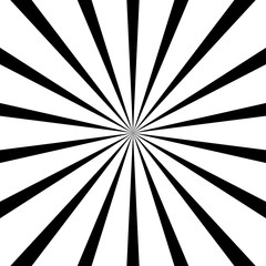 Poster - Circular pattern of radial, radiating lines. Monochrome starburst, sunburst element.