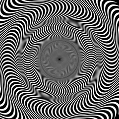 Poster - Circular pattern of radial, radiating lines. Monochrome starburst, sunburst element.