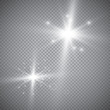 © ayaron - Set of shining lights isolated on a transparent background. The flash flashes with rays and a searchlight. Light effect of glow. The star flashed with sparkles.