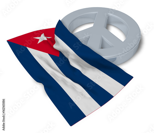 peace symbol and flag of cuba - 3d rendering Wallpaper Mural