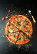 Delicious pepperoni pizza with fresh ingredients with chili pepper