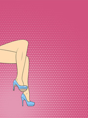 Wall Mural - Beautiful female feet in high heels. Pop art vector illustration