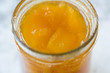 Mango jam. Homemade mango dessert in a jar