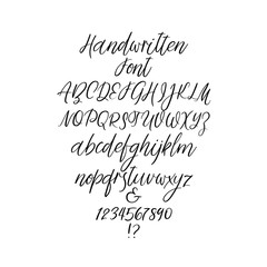 Wall Mural - Handwritten alphabet letters. Calligraphy font. Vector