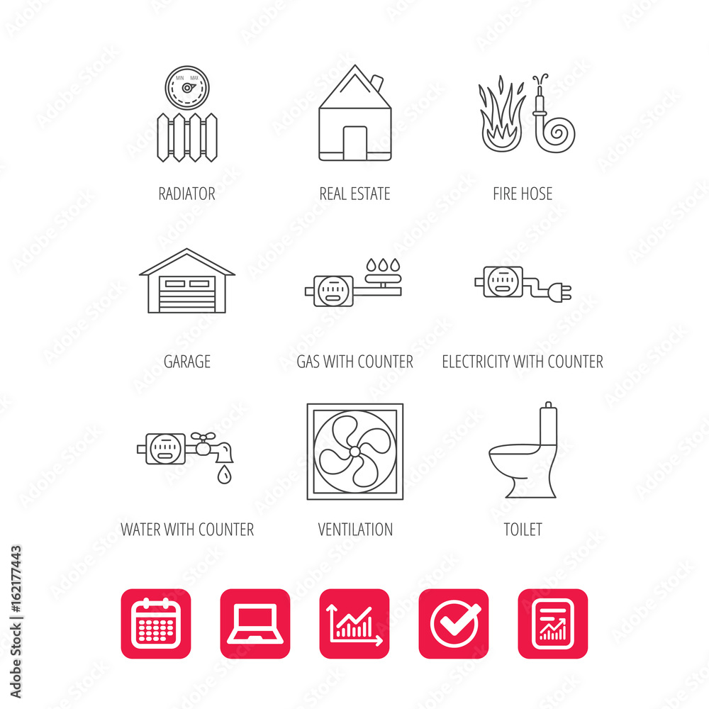 Heating Radiator Sign Image vectorielle Stock Ventilation, garage and heat radiator icons ...