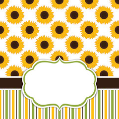 Wall Mural - Vector Card Template with Sunflowers. Vector Sunflower.