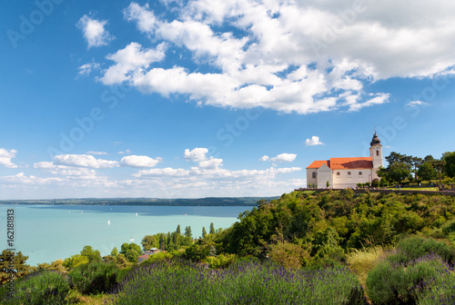 The beautiful Tihany Benedictian Abbey with the Lake Balaton, Hungary Fototapeta