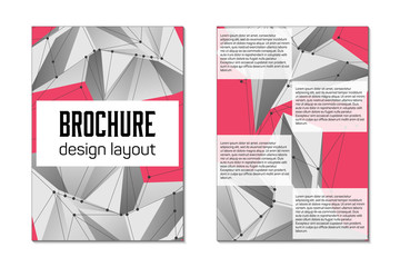 Brochure template flyer. Abstract vector layout background. Art design list, front page. Creative cover for business trend A4 mockup. Lowpoly mesh minimal style art illustration on back.