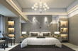 3d rendering luxury modern bedroom suite in hotel
