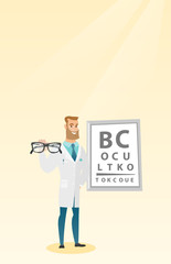 Poster - Professional ophthalmologist holding eyeglasses.