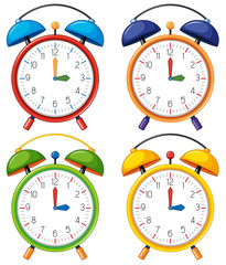 Wall Mural - four alarm clocks with different time