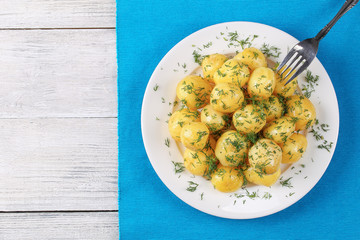 Sticker - boiled new potatoes sprinkled with dill