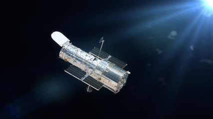 Wall Mural - hubble space telescope lit by the sun