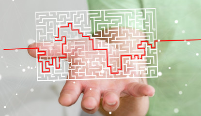 Poster - Businessman searching solution of a complicated maze