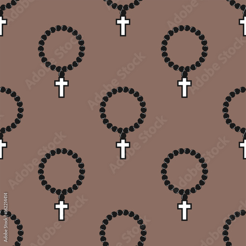Vector seamless cross pattern abstract background with monochrome religion ch...