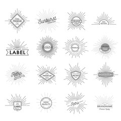 Poster - Vintage Monochrome Sunburst Labels Set