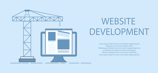 Flat design of website under construction, web page building process, site form layout of Web Development.