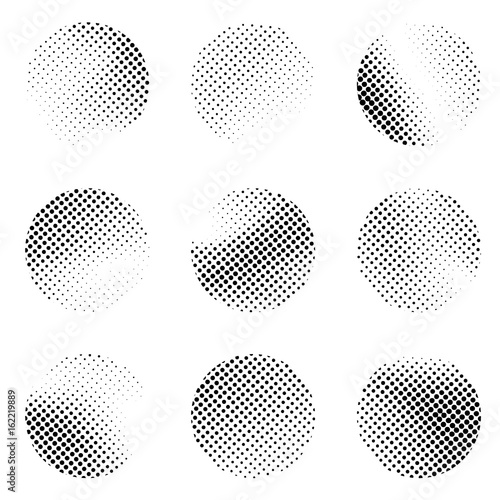 Plakat Półtony czarno-biały wzór kropkowany szablonów koła. Pop-art polka dot streszczenie graficzny komiks stylu streszczenie funky projekt tekstura tło