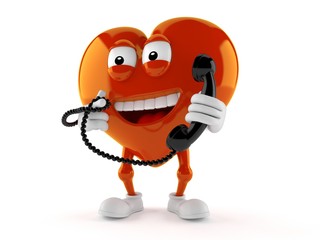 Poster - Heart character holding a telephone handset