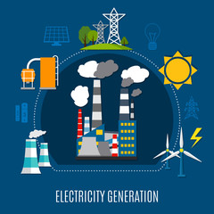 Sticker - Electricity Generation Flat Composition