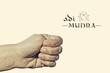 Adi mudra. Yogic hand gesture. Isolated on toned background.
