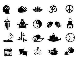 Wall Mural - Meditation icon set vector