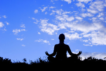 Yoga woman silhouette.