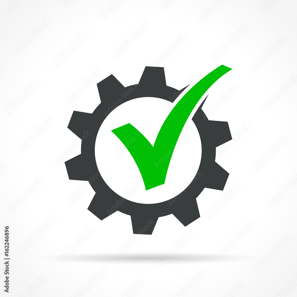 checkmark in gear icon Stock Vector | Adobe Stock