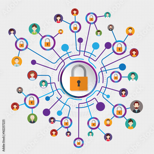 Stampa su Tela Circle connection security.