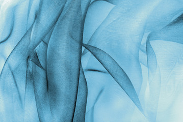 Wall Mural - organza fabric in blue color