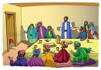 Wall Mural - Judas runs from the Room and ran to betray of Jesus Christ