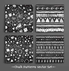 collection of chalked seamless patterns