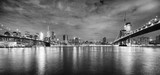 Fototapeta  - Brooklyn Bridge and Manhattan Bridge at night, New York City, USA.