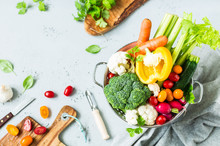 Kitchen - Fresh Colorful Organic Vegetables On Worktop