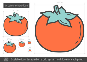 Sticker - Organic tomato line icon.