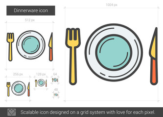 Sticker - Dinnerware line icon.