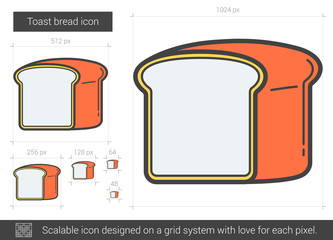 Canvas Print - Toast bread line icon.