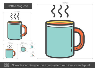 Sticker - Coffee mug line icon.