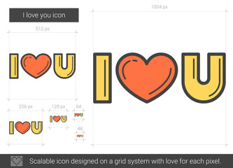 Sticker - I love you line icon.