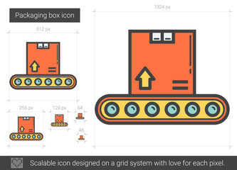 Poster - Packaging box line icon.