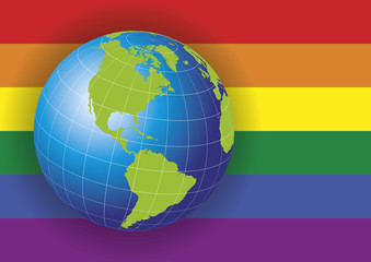 Wall Mural - North America map over a gay flag background