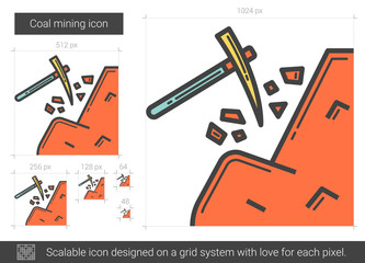 Canvas Print - Coal mining line icon.