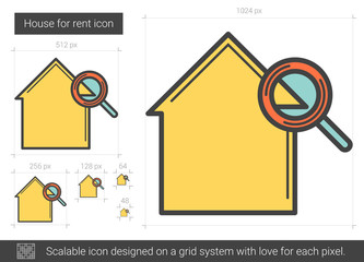 Sticker - House for rent line icon.