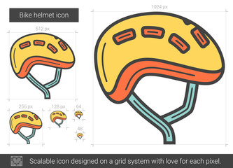 Canvas Print - Bike helmet line icon.