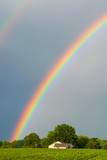 Fototapeta Tęcza - Beautiful rainbow over an Indiana farm