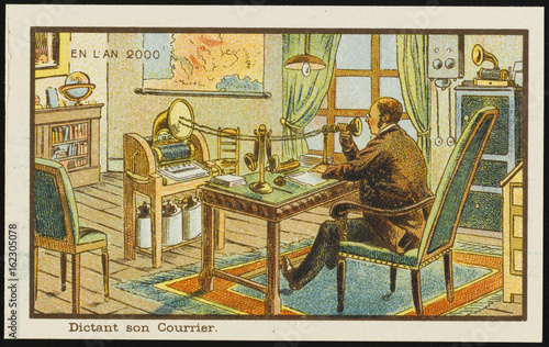 Fotografía Futuristic dictation machine. Date: 1899