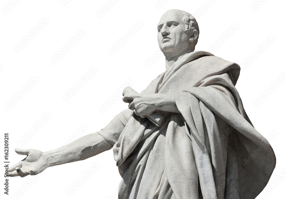 Cicero, ancient roman senator statue (isolated on white background) - obrazy, fototapety, plakaty 